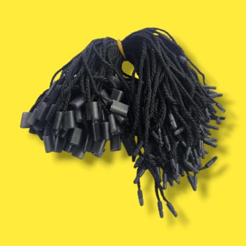 RIANZ Nylon Hang Tag String for Garments I Dress Hang Tag String I Cords Snap Lock Pin Loop Fastener Hook Ties Easy and Fast to Attach (Black Pack of 500 Tags) - Image 1