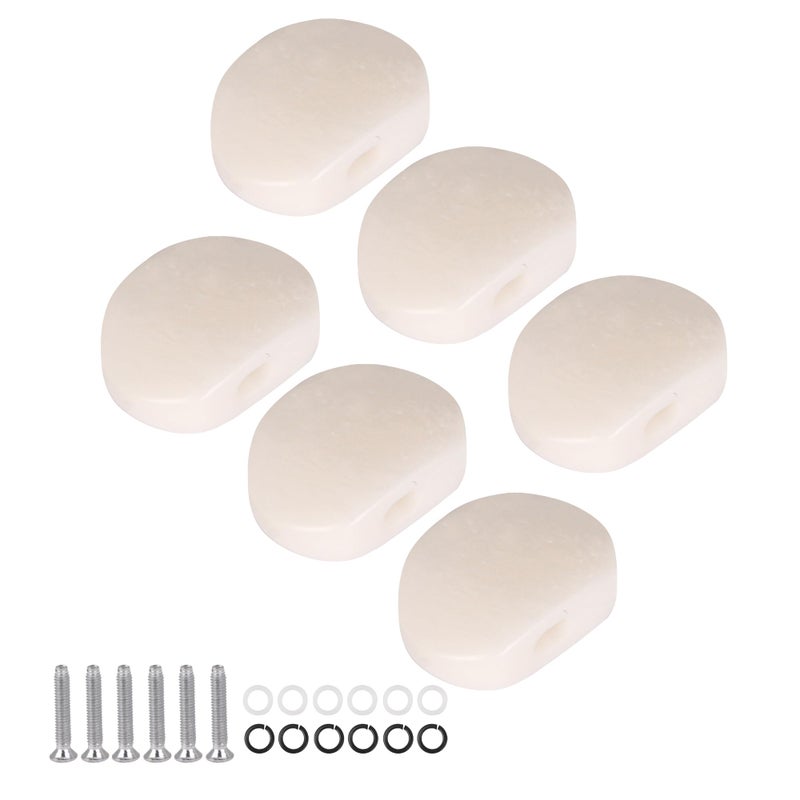 Homeswitch 6Pcs White Guitar Tuner Acrylic Ukulele Oval Tuning Key Buttons Replacement - Image 1