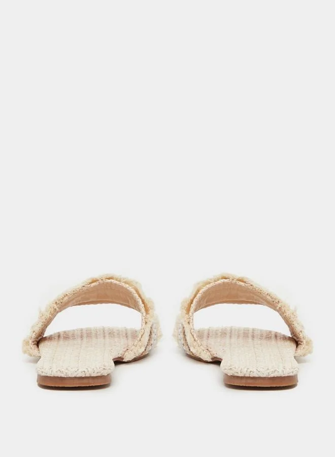 Styli Embellished Fringe Flat Sandals