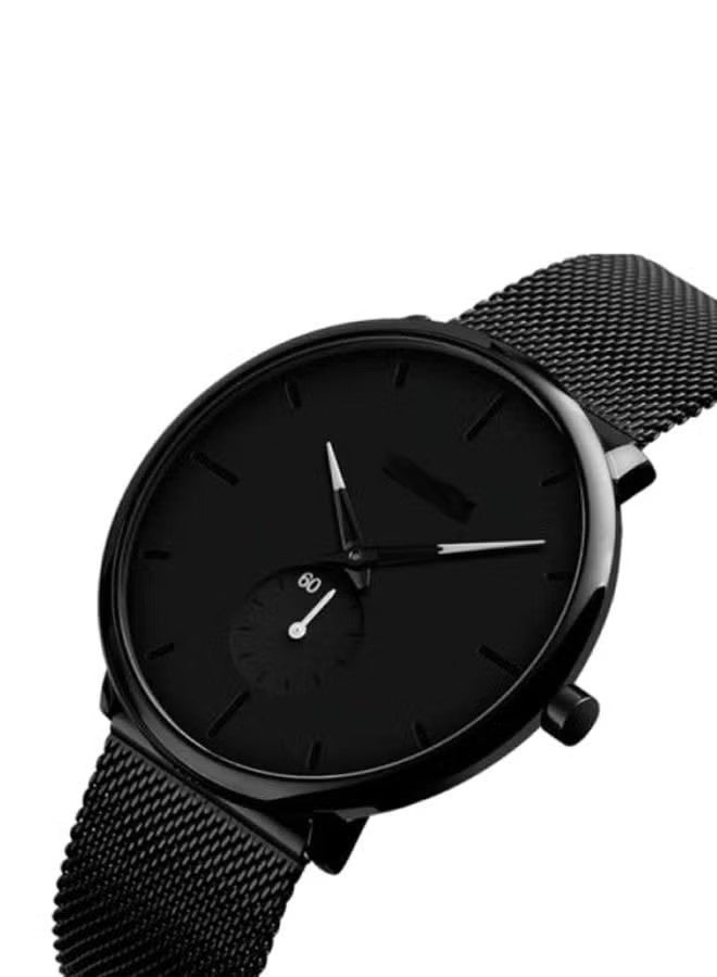 ساعات رجال فائقة النحافة وبسيطة مقاومة للماء - ساعة معصم عصرية للرجال والنساء بأساور شبكية من الفولاذ المقاوم للصدأ - Image 4