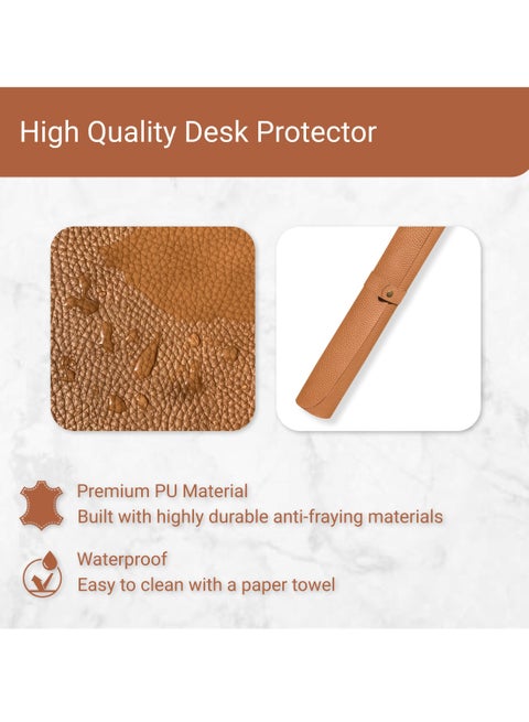 Large Leather Desk Pad Protector - Dual-Sided PU Desk Mat For Office & Home