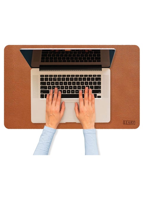Leather Desk Pad 60x40 cm | Dual-Sided Waterproof Desk Mat & Mouse Pad | Large Mouse Mat | Desk Accessories | Elegant Desk Protector for Home, Office, Laptop, Keyboard, and Gaming Setup (Brown)