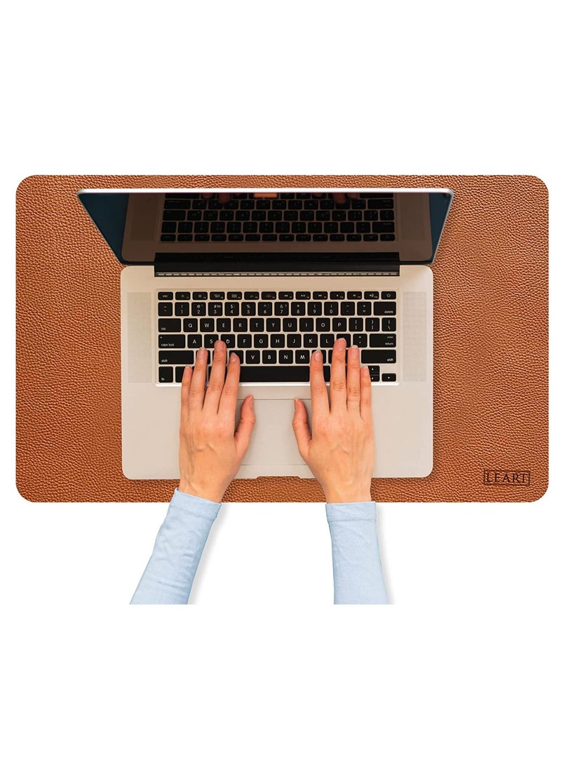 LeArt - Leather Desk Pad 60x40 cm | Dual-Sided Waterproof Desk Mat & Mouse Pad | Large Mouse Mat | Desk Accessories | Elegant Desk Protector for Home, Office, Laptop, Keyboard, and Gaming Setup (Brown) - Image 1