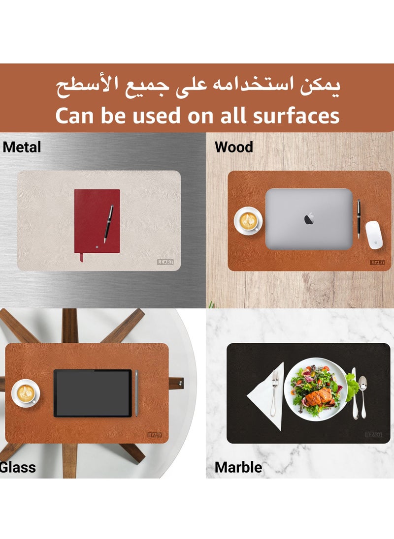 LeArt - Leather Desk Pad 60x40 cm | Dual-Sided Waterproof Desk Mat & Mouse Pad | Large Mouse Mat | Desk Accessories | Elegant Desk Protector for Home, Office, Laptop, Keyboard, and Gaming Setup (Brown) - Image 1