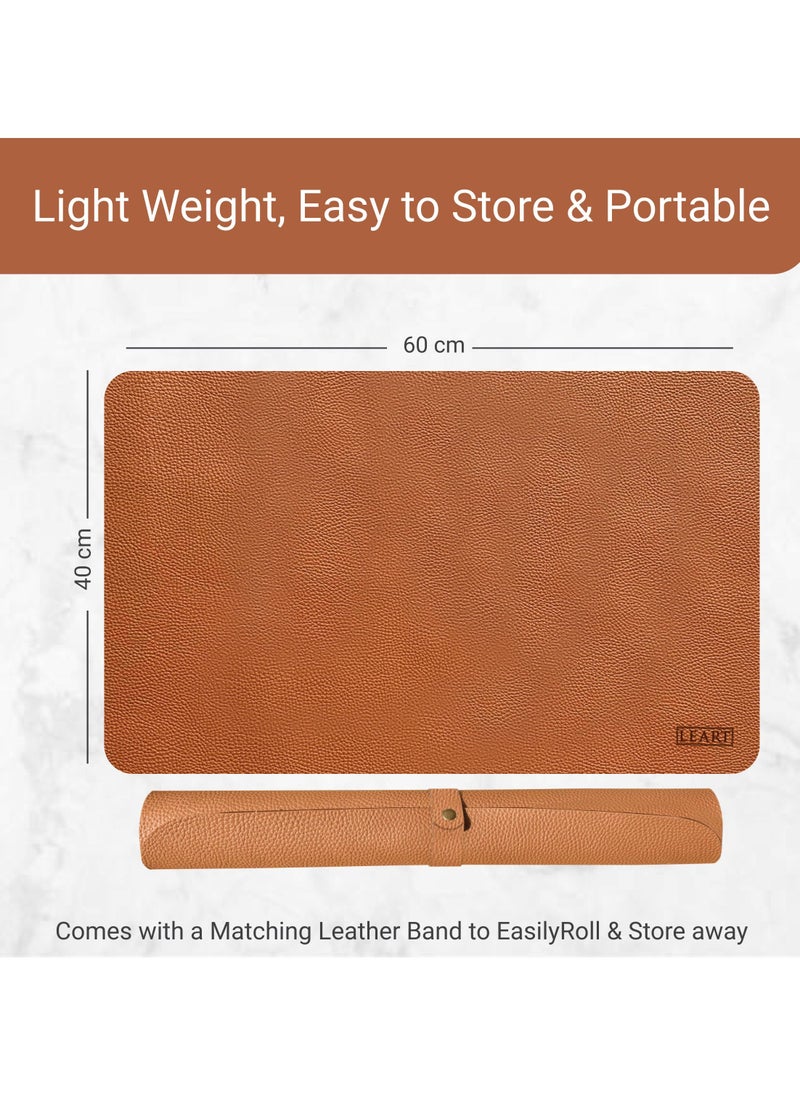 LeArt - Leather Desk Pad 60x40 cm | Dual-Sided Waterproof Desk Mat & Mouse Pad | Large Mouse Mat | Desk Accessories | Elegant Desk Protector for Home, Office, Laptop, Keyboard, and Gaming Setup (Brown) - Image 1