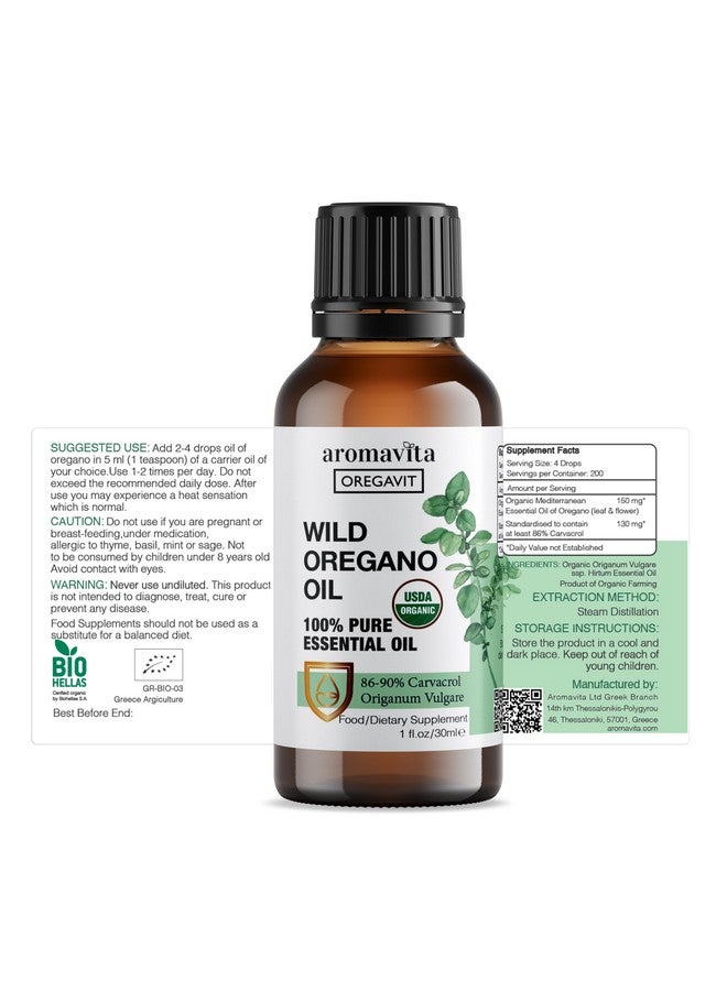 AROMAVITA Wild Oregano Oil Organic - 100% Pure Undiluted Organic Wild Oregano Oil with 86-90% Carvacrol, Immune Support - Plant-Based, Herbal Supplement - Vegan, Non GMO, Gluten Free, 1fl.oz/30ml - Image 4
