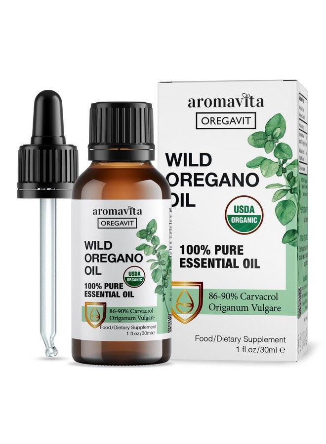 AROMAVITA Wild Oregano Oil Organic - 100% Pure Undiluted Organic Wild Oregano Oil with 86-90% Carvacrol, Immune Support - Plant-Based, Herbal Supplement - Vegan, Non GMO, Gluten Free, 1fl.oz/30ml - Image 1