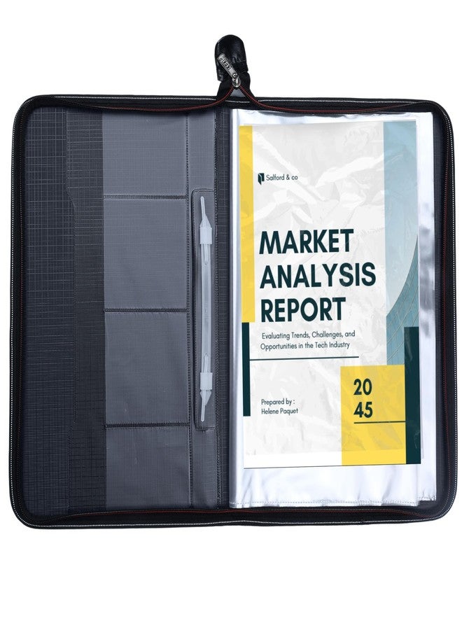 اس بي اس حافظة ملفات من الجلد الصناعي الفاخر من SPS | 20 جيبًا للمستندات بحجم A4 وFC | أسود - Image 2