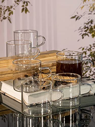 Goodhomes Glass Tea Cups Coffee Mugs Set of 6 Pieces 150ml DM002B - Image 1