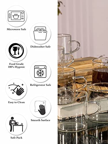 Goodhomes Glass Tea Cups Coffee Mugs Set of 6 Pieces 150ml DM002B - Image 5