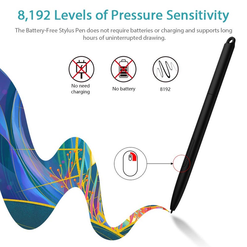 XPPen XP PEN Star G960S Graphics Tablet 22.86 cm x 15.24 cm (9 x 6 Inch) Pen Tablet with 8192 Levels Pressure Sensitivity Battery-Free Stylus, 4 Customizable Shortcut Keys & Android Support, Black - Image 5