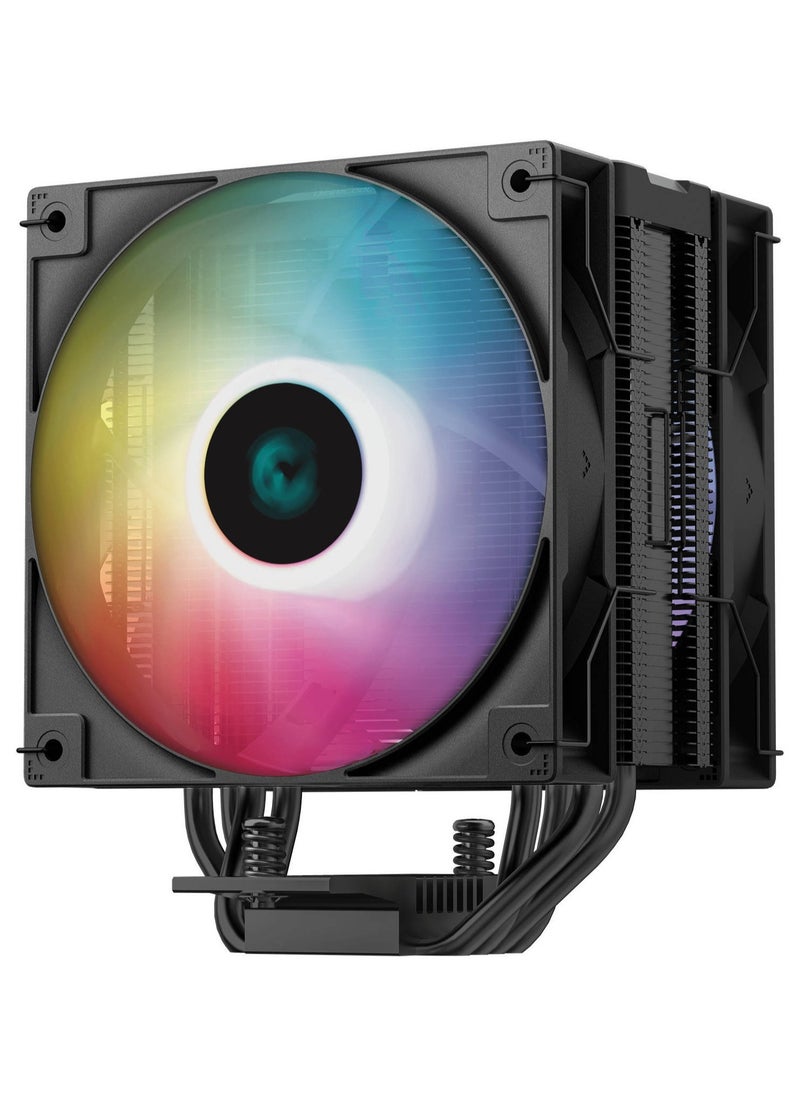DEEPCOOL - AG400 DIGITAL PLUS CPU Cooler with Addressable RGB, 4 Heatpipes (Ø6mm), 500-2100 RPM Fan Speed, 75.89 CFM Airflow, ≤31.6 dB(A) Noise, Hydro Bearing, 120mm PWM Fan, 12VDC, 5V RGB LED, 9-pin USB 2.0 Connector, for Intel LGA1700/1200/115x & AMD AM5/AM4 | R-AG400-BKADMP-G-1 - Image 1
