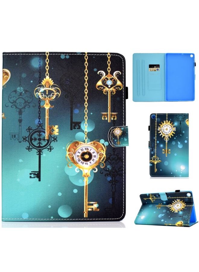 HuHa Case Cover Colored Drawing Pattern Horizontal Flip PU Leather Case with Holder & Card Slots For Galaxy Tab A 10.1 2019 / T510 / T515 Antique Clock 