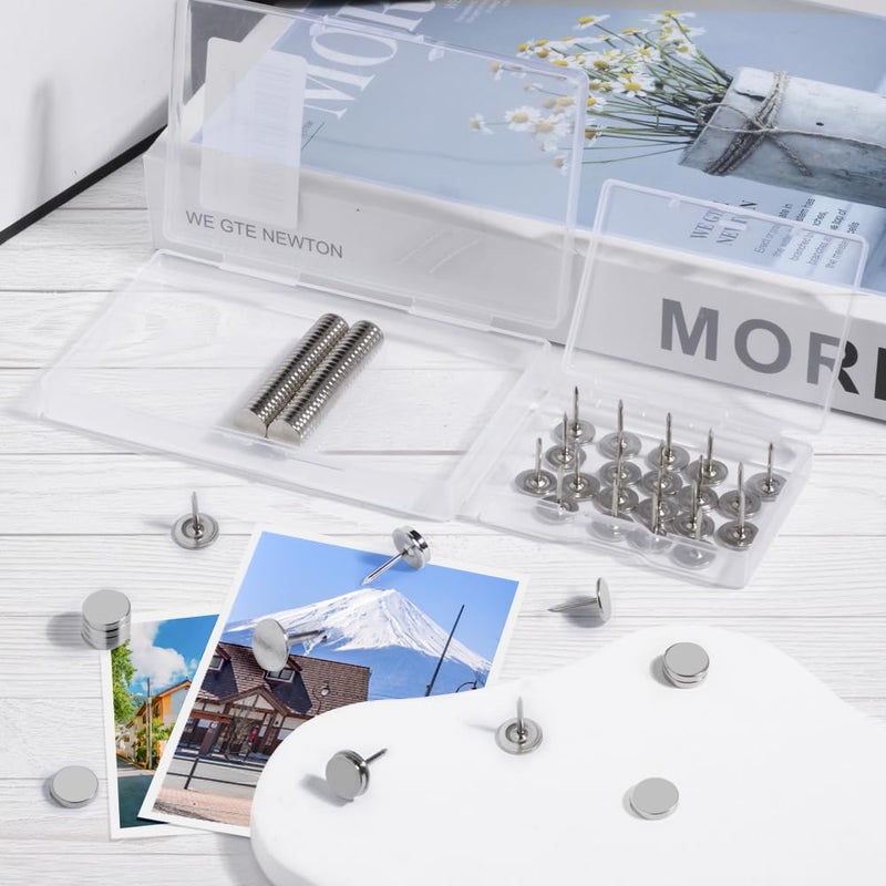 rhinocats Magnetic Push Pins, 30 Sets Magnet Thumbtack for Wall Bulletin Board Strong Decorative Pushpins Clip for Map Picture Hanging Kit Poster Holder - Image 5