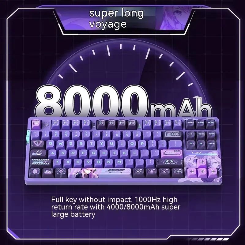 VGN V87 Pro Mechanical Gaming Keyboard, Ergonomic Tri-Mode Wireless Bluetooth, Backlit, Matte Black - Image 3