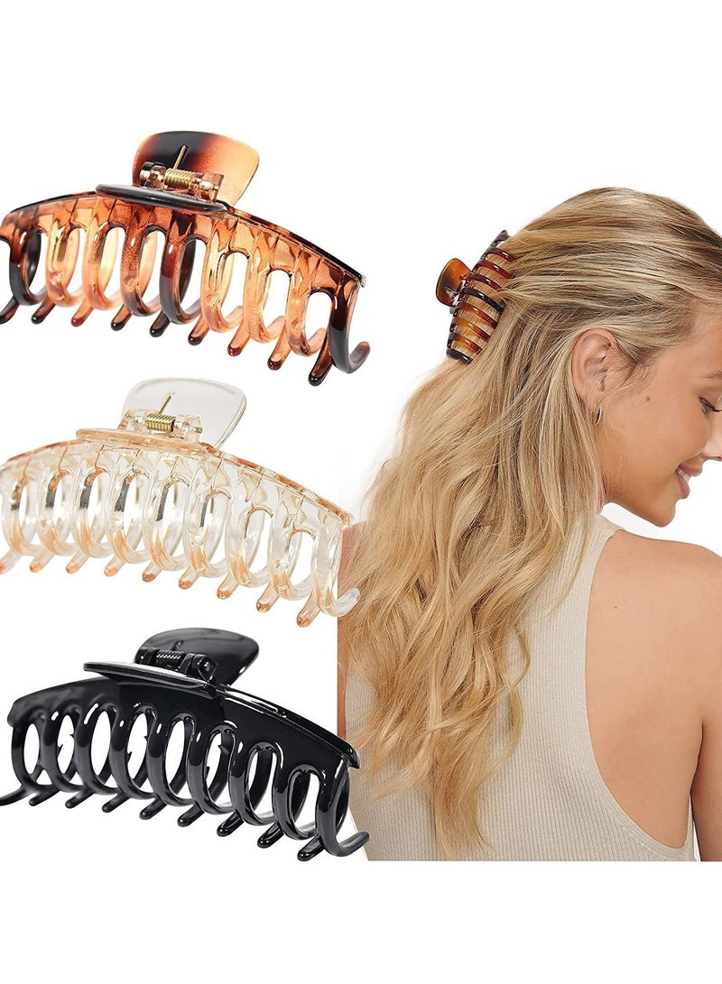 Rozino 3-Pack Flower Hair Claw Clips for Women - Medium Matte Non-Slip Hair Clamps, Curl Enhancing Hair Grip Accessories for Normal Hair, Strong Hold Unscented Hair Styling Tools Set - Image 1