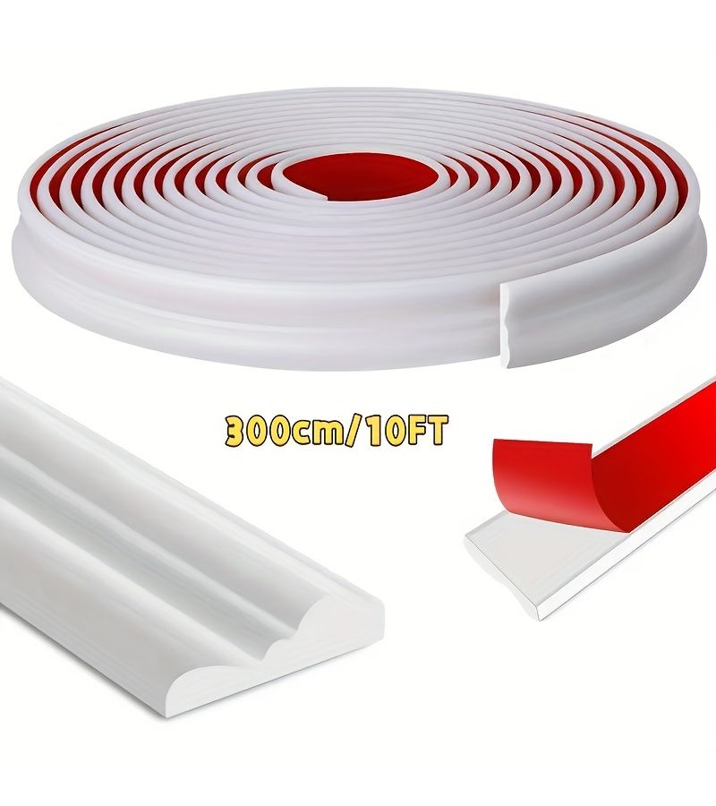 Self Adhesive PVC Molding Strip Peel And Stick Reusable Ceiling Baseboard Gloss Contemporary Trim For Walls Tile Edges Doors Cabinets Easy Installation Durable PVC Material White 500cm 16.4ft - Image 1