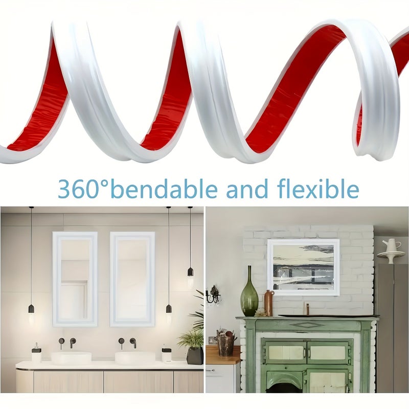 Self Adhesive PVC Molding Strip Peel And Stick Reusable Ceiling Baseboard Gloss Contemporary Trim For Walls Tile Edges Doors Cabinets Easy Installation Durable PVC Material White 500cm 16.4ft - Image 5