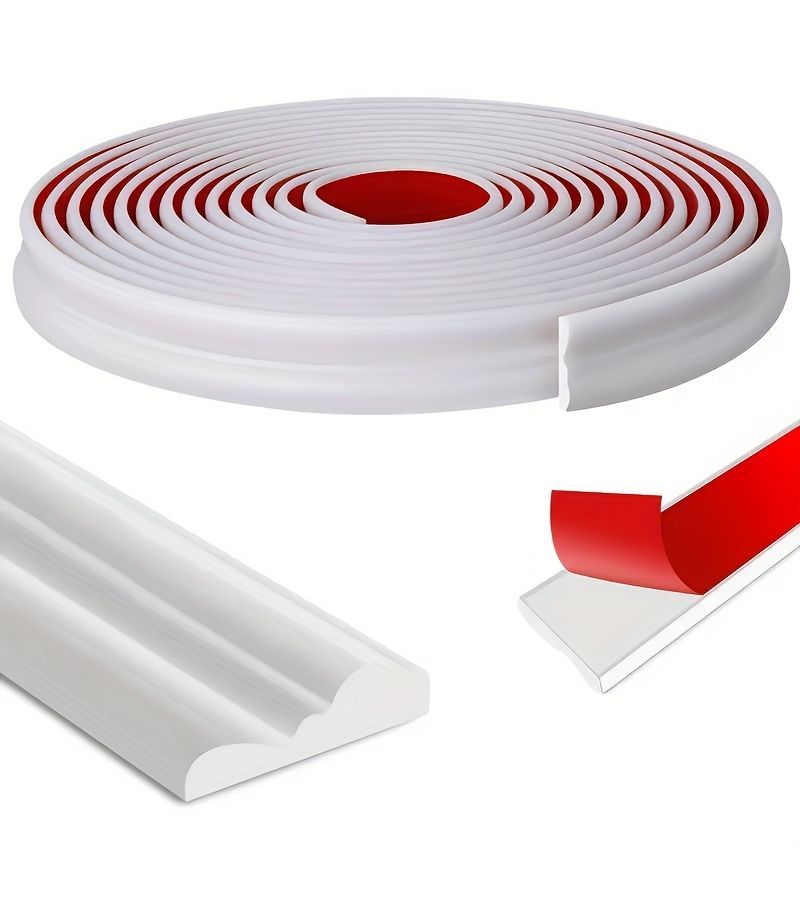 Self Adhesive PVC Molding Strip Peel And Stick Reusable Ceiling Baseboard Gloss Contemporary Trim For Walls Tile Edges Doors Cabinets Easy Installation Durable PVC Material White 500cm 16.4ft - Image 4