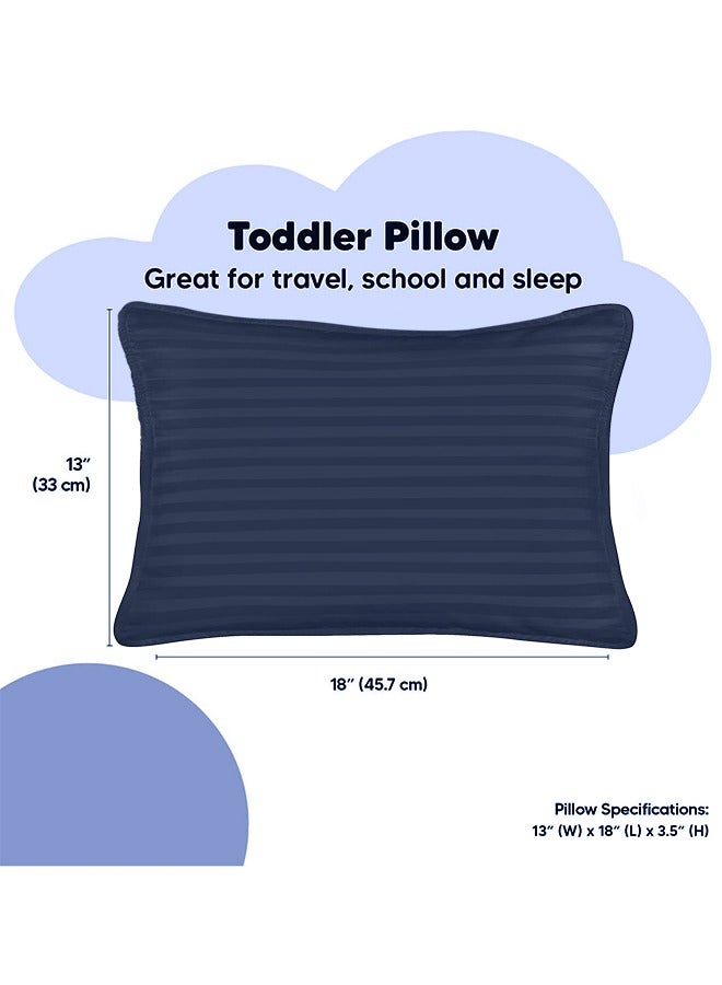 إي وورلد وسائد نوم للأطفال الصغار، بغطاء ناعم من مزيج القطن وحشوة من البوليستر، مثالية للاستخدام في المنزل وغرف الفنادق، عبوة من 2 متوفرة بلون الأزرق الداكن أنيق - Image 2