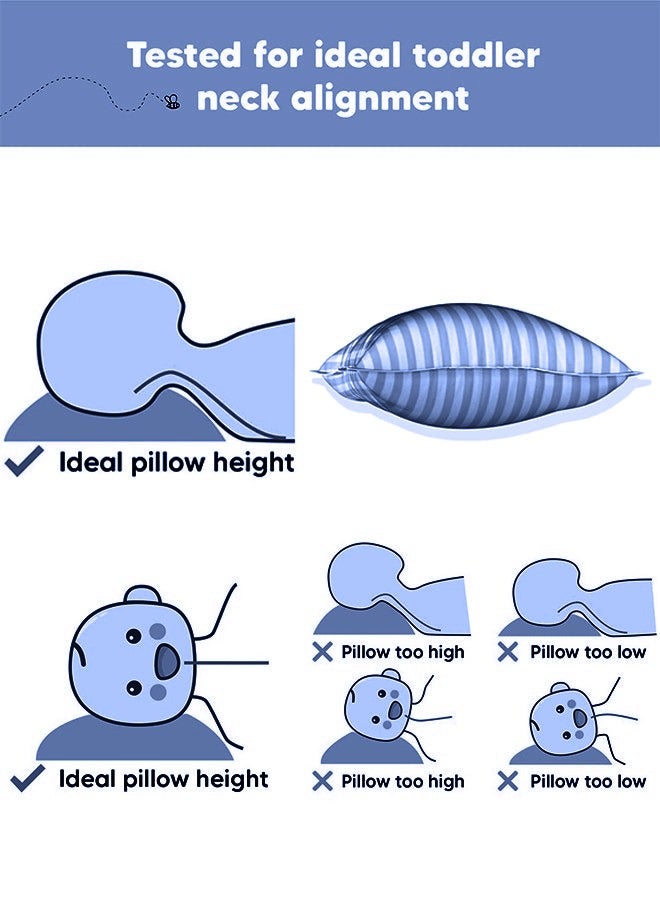 إي وورلد وسائد نوم للأطفال الصغار، بغطاء ناعم من مزيج القطن وحشوة من البوليستر، مثالية للاستخدام في المنزل وغرف الفنادق، عبوة من 2 متوفرة بلون الأزرق الداكن أنيق - Image 3