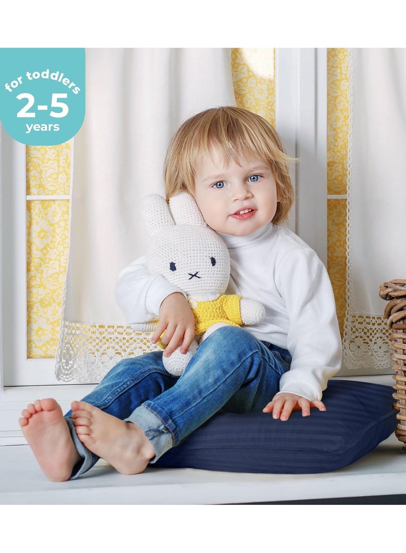 إي وورلد وسائد نوم للأطفال الصغار، بغطاء ناعم من مزيج القطن وحشوة من البوليستر، مثالية للاستخدام في المنزل وغرف الفنادق، عبوة من 2 متوفرة بلون الأزرق الداكن أنيق - Image 5