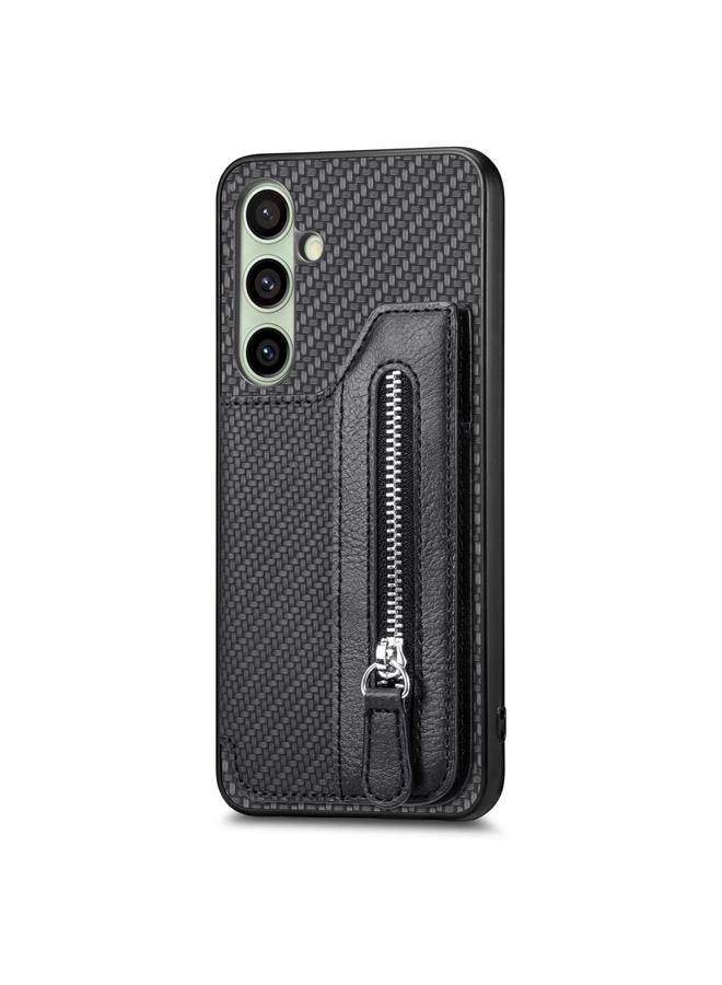 S-TOP Case For Samsung Galaxy A56 5G Carbon Fiber Horizontal Flip Zipper Wallet Phone Case - Image 2