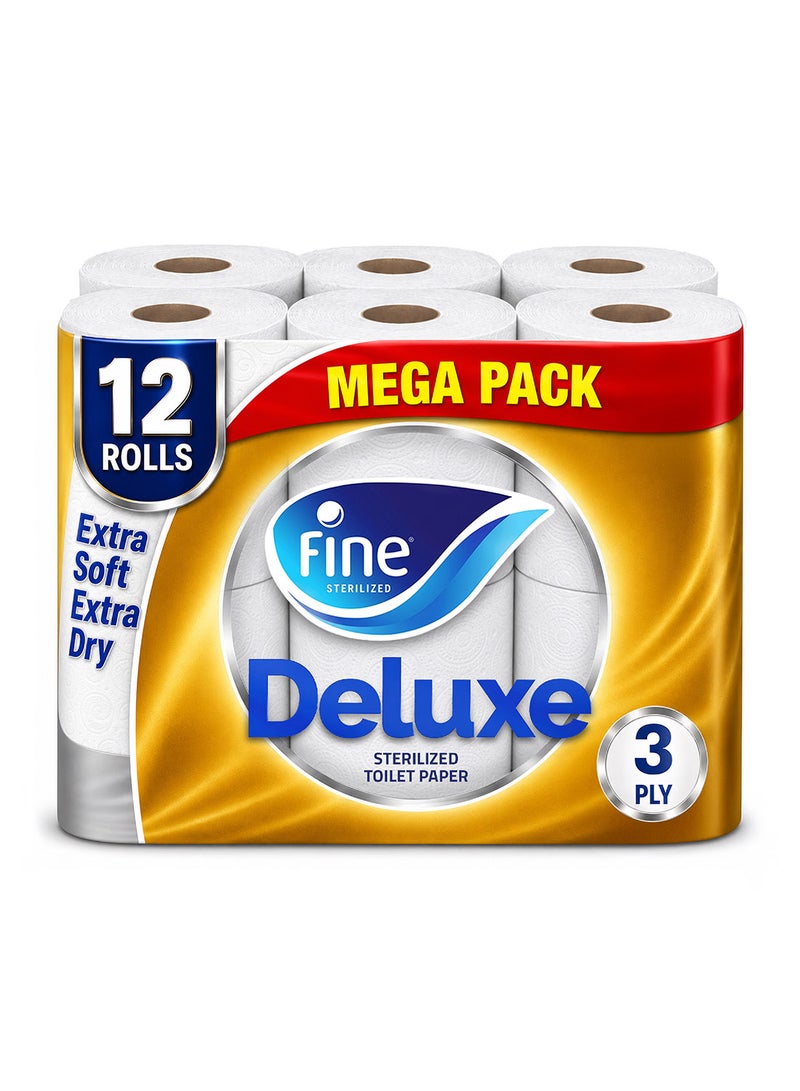 Fine Deluxe Toilet Paper, 12 Rolls White - Image 1