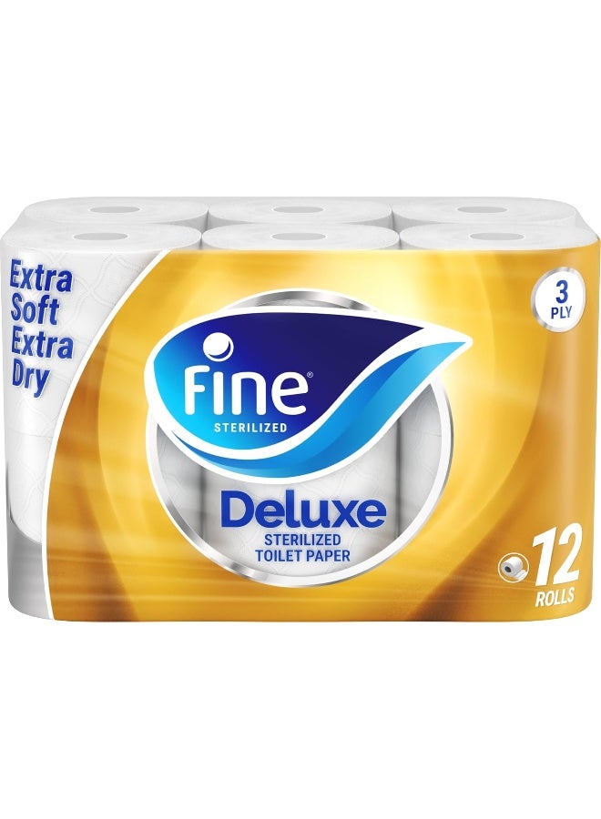 Fine Deluxe Toilet Paper, 12 Rolls White - Image 2