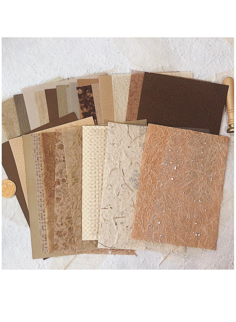 SOLARAE 30Pcs Handmade Scrapbook Paper Craft Textured Paper Morandi A5 sheet Mesh Fabric Mulberry Special Paper Mix for Scrapbooking Junk Journal Journaling Supplies DIY Materials, 5.8x8.2 inches - Image 5