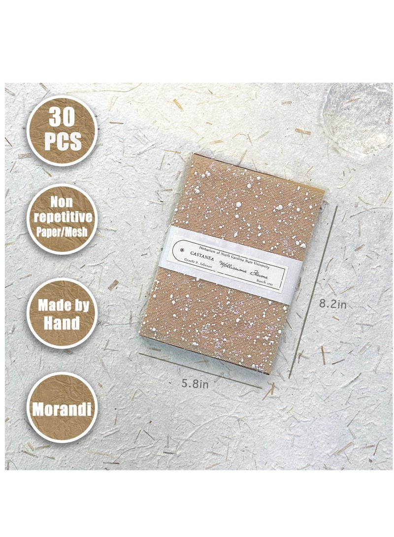 SOLARAE 30Pcs Handmade Scrapbook Paper Craft Textured Paper Morandi A5 sheet Mesh Fabric Mulberry Special Paper Mix for Scrapbooking Junk Journal Journaling Supplies DIY Materials, 5.8x8.2 inches - Image 4