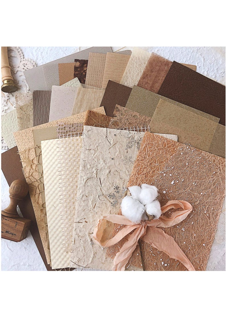 SOLARAE 30Pcs Handmade Scrapbook Paper Craft Textured Paper Morandi A5 sheet Mesh Fabric Mulberry Special Paper Mix for Scrapbooking Junk Journal Journaling Supplies DIY Materials, 5.8x8.2 inches - Image 1