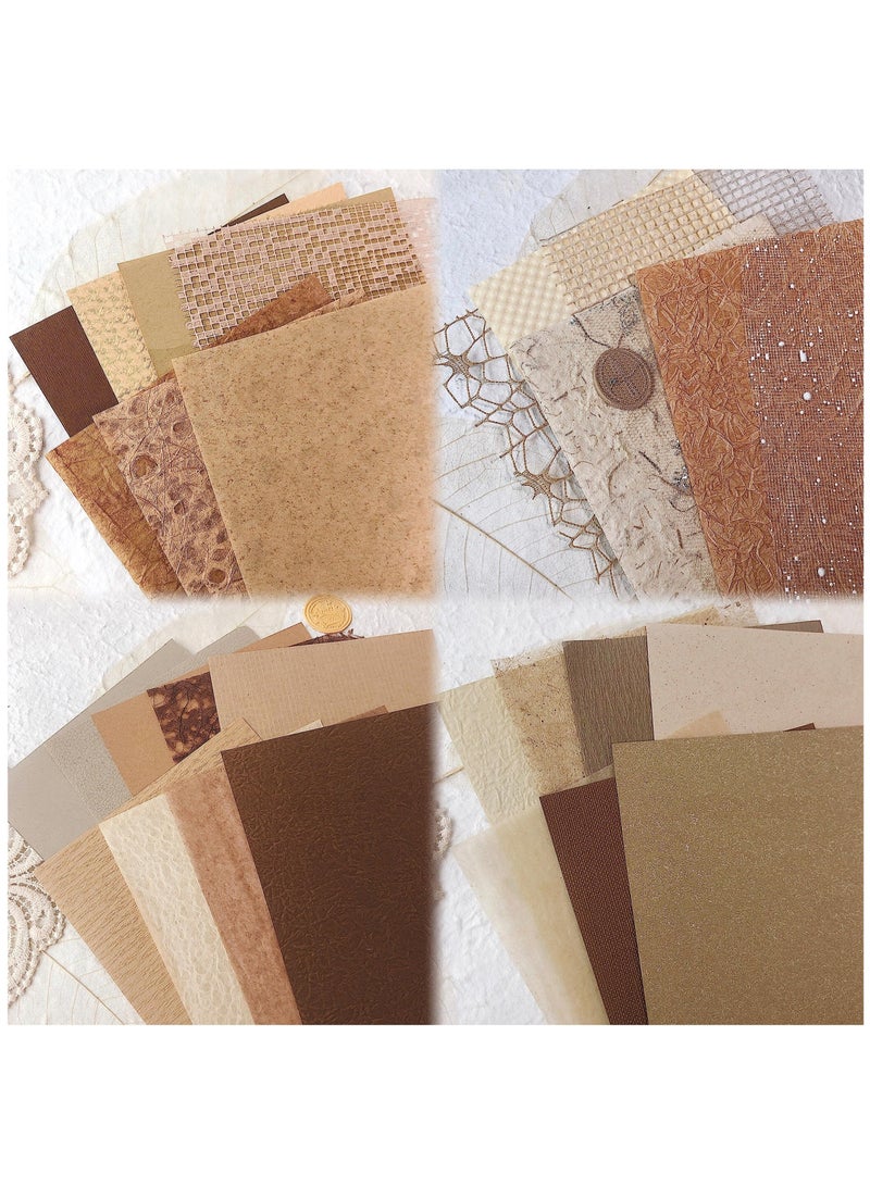 SOLARAE 30Pcs Handmade Scrapbook Paper Craft Textured Paper Morandi A5 sheet Mesh Fabric Mulberry Special Paper Mix for Scrapbooking Junk Journal Journaling Supplies DIY Materials, 5.8x8.2 inches - Image 3