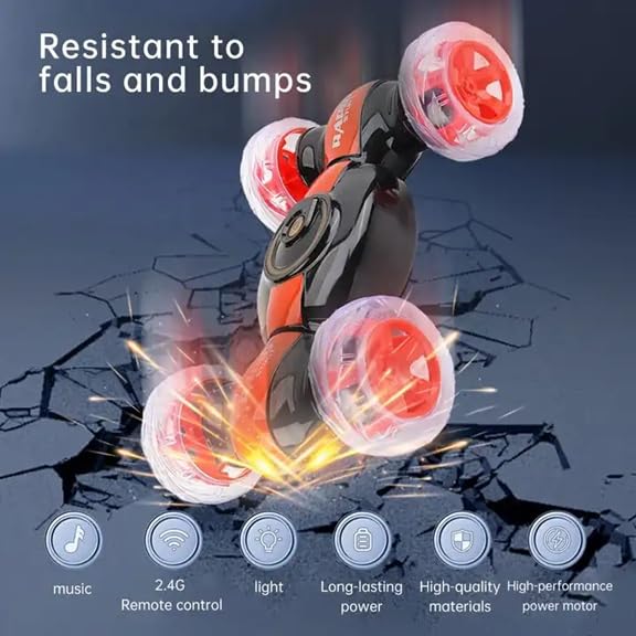 HOMOZE 4WD 2.4GHz Stunt RC Toy Vehicle | RC Vehicle Double Side 360 Degree Rotation Stunt Vehicle Spinning RC Vehicle Double Sided RC Vehicle with Light & Music - Image 3