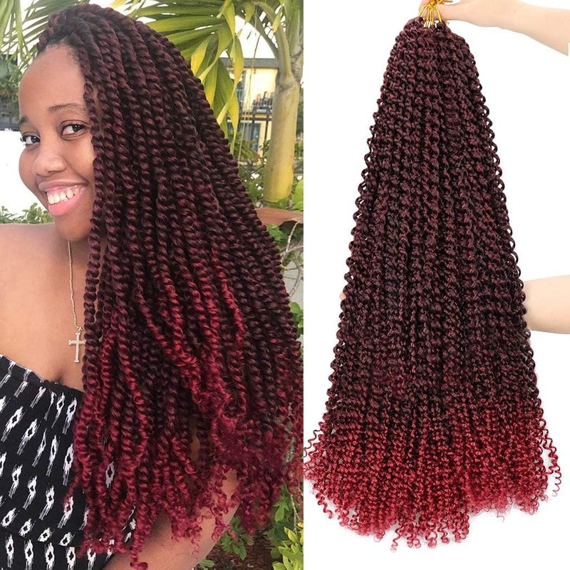 Dorsanee 7 Packs Passion Twist Hair 22 Inch Water Wave Synthetic Braids for Passion Twist Crochet Braiding Hair Goddess Locs Long Bohemian Curl Hair Extensions (22Strands/Pack, Tbug#) - Image 1