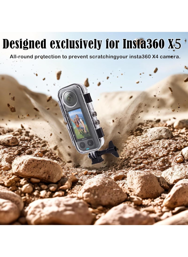 اكسيسن حقيبة واقية مقاومة للماء لكاميرا Insta 360 X5، غلاف غوص غير مرئي حتى عمق 45 مترًا، ملحقات كاميرا للغوص والسباحة لكاميرا Insta 360 X5 كاميرا الحركة - Image 5