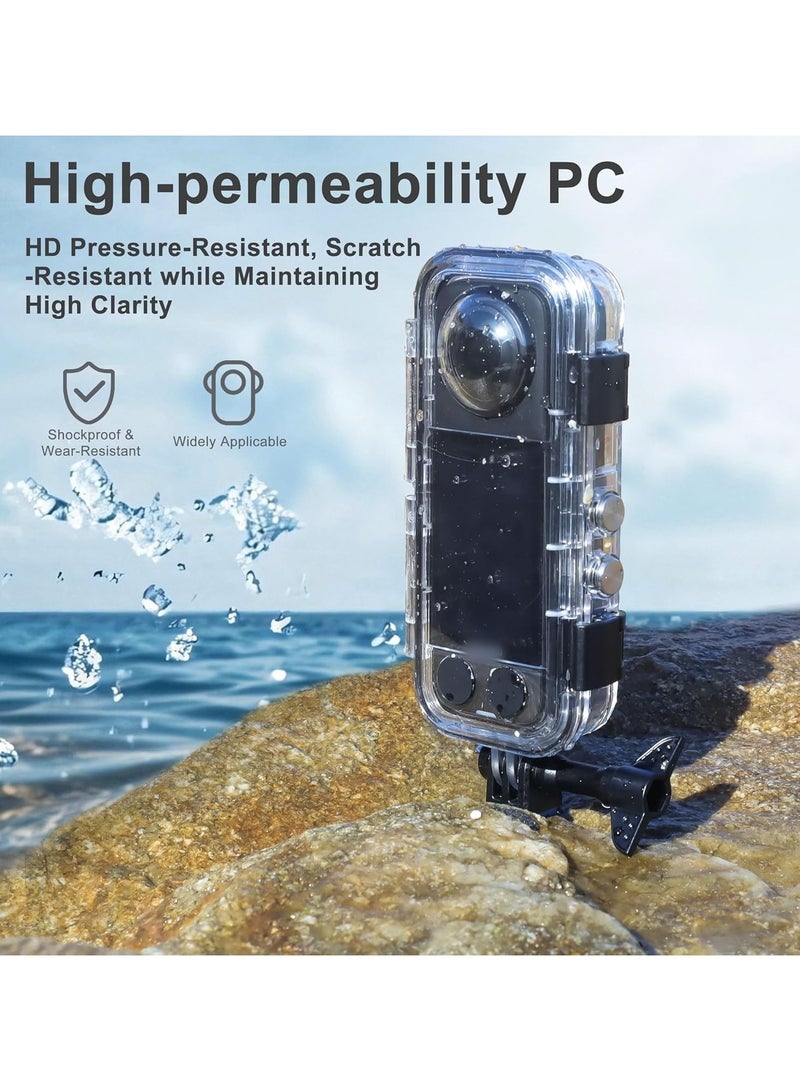 اكسيسن حقيبة واقية مقاومة للماء لكاميرا Insta 360 X5، غلاف غوص غير مرئي حتى عمق 45 مترًا، ملحقات كاميرا للغوص والسباحة لكاميرا Insta 360 X5 كاميرا الحركة - Image 3