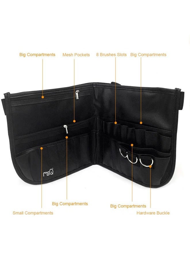 MSQ Makeup Brush Bag with Belt Multi Pocket Foldable Apron Pack Cosmetic Brush Pouch Holder Organizer with Adjustable Artist Belt Strap Best for Artist/Fashion Stylist(without brush) - Image 3