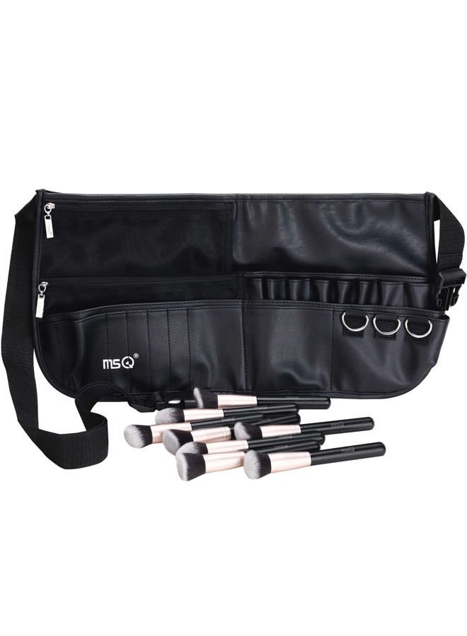 MSQ Makeup Brush Bag with Belt Multi Pocket Foldable Apron Pack Cosmetic Brush Pouch Holder Organizer with Adjustable Artist Belt Strap Best for Artist/Fashion Stylist(without brush) - Image 1