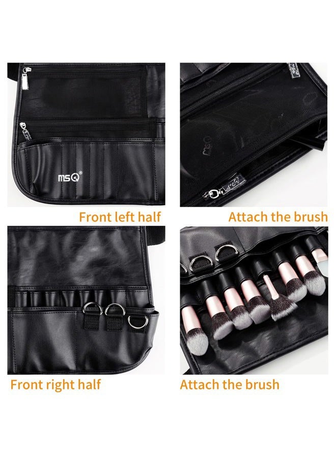 MSQ Makeup Brush Bag with Belt Multi Pocket Foldable Apron Pack Cosmetic Brush Pouch Holder Organizer with Adjustable Artist Belt Strap Best for Artist/Fashion Stylist(without brush) - Image 5