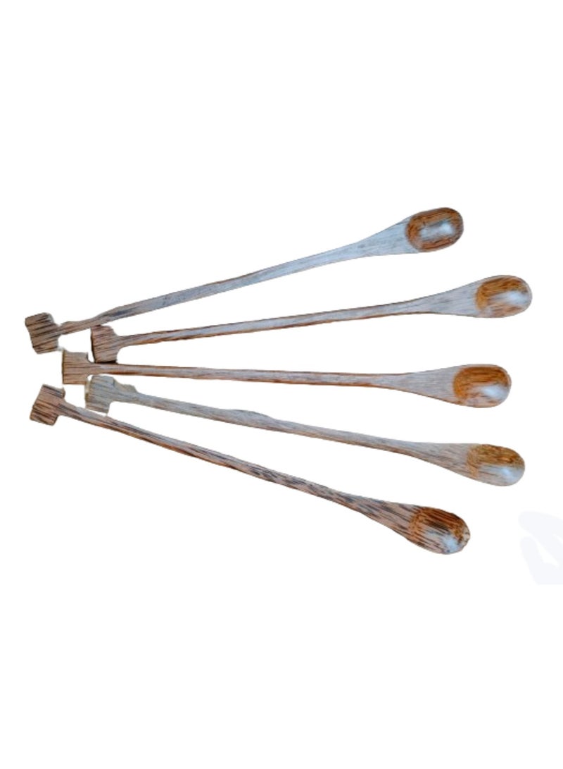 Vitacelli 5PCS 10 Inch Wooden Long Spoons, Kitchen Wooden Cooking Spoon, Korean Style Soup Spoons, Suitable for Eating Mixing Stirring, Soup Stews (Brown) - Image 1