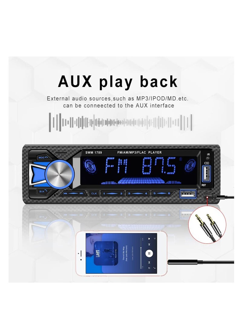 راديو السيارة بلوتوث بدون استخدام اليدين، راديو السيارة ستيريو فردي Din 1 DIN رقمي بلوتوث، موسيقى FM صوت ستيريو راديو السيارة مشغل Mp3 USB/SD/AUX-IN، وحدة التحكم عن بعد في لوحة أجهزة القياس، التحكم عن بعد المساعد - Image 3