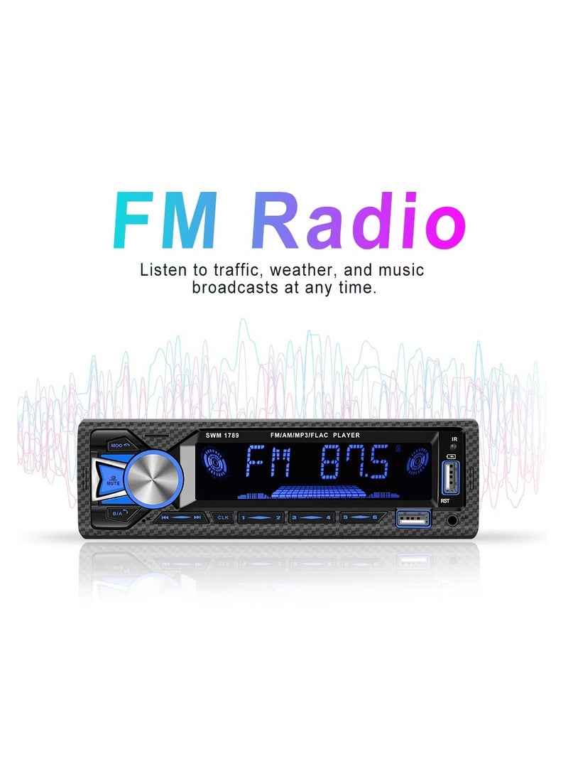 راديو السيارة بلوتوث بدون استخدام اليدين، راديو السيارة ستيريو فردي Din 1 DIN رقمي بلوتوث، موسيقى FM صوت ستيريو راديو السيارة مشغل Mp3 USB/SD/AUX-IN، وحدة التحكم عن بعد في لوحة أجهزة القياس، التحكم عن بعد المساعد - Image 4