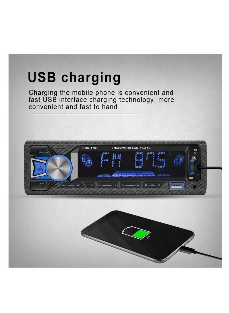 راديو السيارة بلوتوث بدون استخدام اليدين، راديو السيارة ستيريو فردي Din 1 DIN رقمي بلوتوث، موسيقى FM صوت ستيريو راديو السيارة مشغل Mp3 USB/SD/AUX-IN، وحدة التحكم عن بعد في لوحة أجهزة القياس، التحكم عن بعد المساعد - Image 5