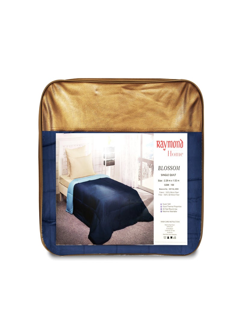 Raymond Home Microfiber Quilt All Season AC Soft Lightweight Blanket Single Bed Peach Finish  100 GSM - Color  Blue & Turquise (229 x 152 CM) - Image 1