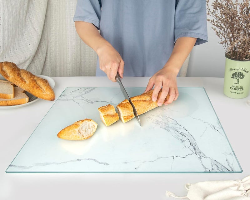 Kitchenville لوح تقطيع زجاجي من كيتشينفيل 40×30 سم: شفاف، متين، صحي لحماية سطح العمل - مقاوم للخدش، مقاوم للحرارة، سهل التنظيف - Image 4