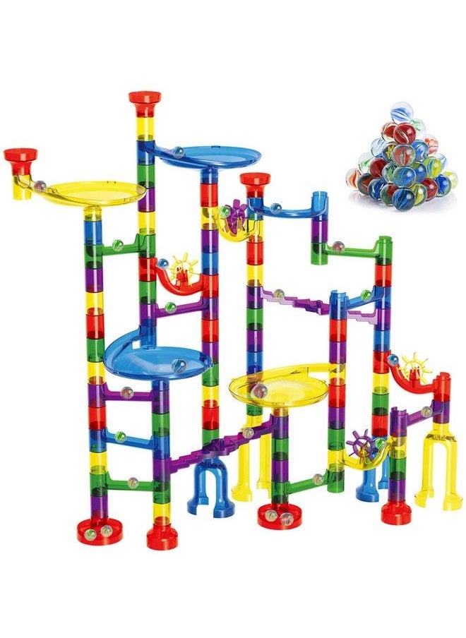 Gifts2U Marble Run Sets Kids, 122 Pcs Marble Race Track Game 90 Translucent Marbulous Pieces + 32 Glass Marbles, Stem Marble Maze Building Blocks Kids 4+ Year Old  - Image 1