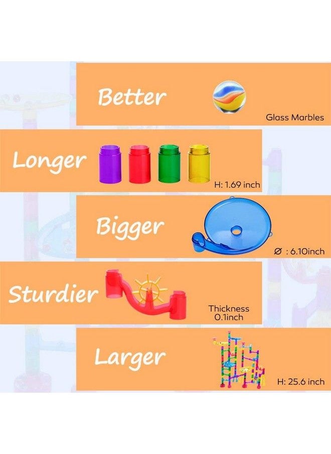 Gifts2U Marble Run Sets Kids, 122 Pcs Marble Race Track Game 90 Translucent Marbulous Pieces + 32 Glass Marbles, Stem Marble Maze Building Blocks Kids 4+ Year Old  - Image 4