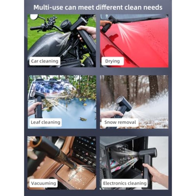 Car Dryer Air Blower for automotive drying, lawn care patio cleaning; ABS plastic body, black color; 785W max power, 205MPH wind speed, 54W fast charging, 6×4000mAh batteries - Image 5