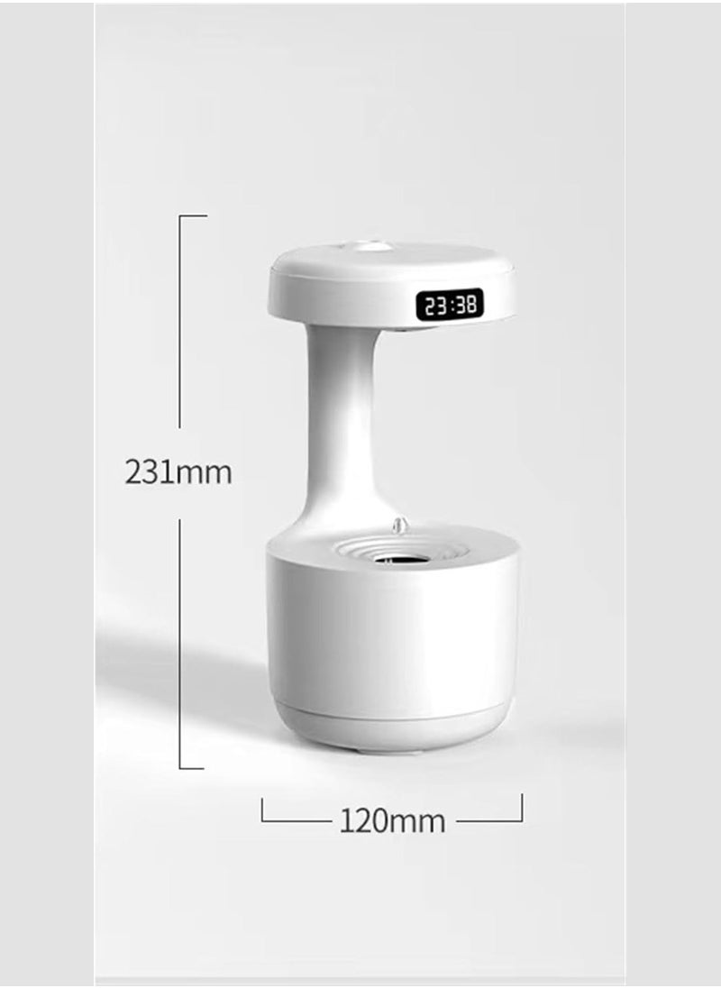 DIGI CORE - Portable Humidifier Aromatherapy Humidifier Essential Oil Diffuser 800ML Air Purifier Humidifier For Bedroom Anti-Gravity Water Drop Backflow With Aromatherapy Essential Oil Diffuser With Led Smart Display Clock White - Image 1